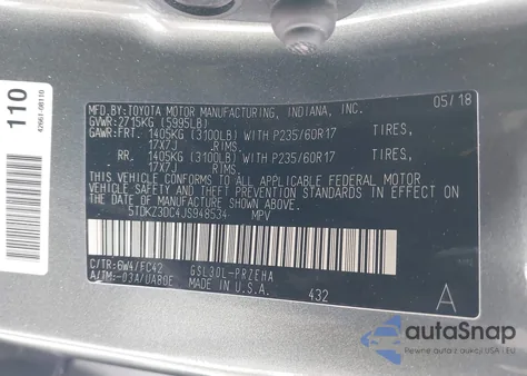 2018 Toyota Sienna Le 8 Passenger from USA, damaged, VIN 5TDKZ3DC4JS948534